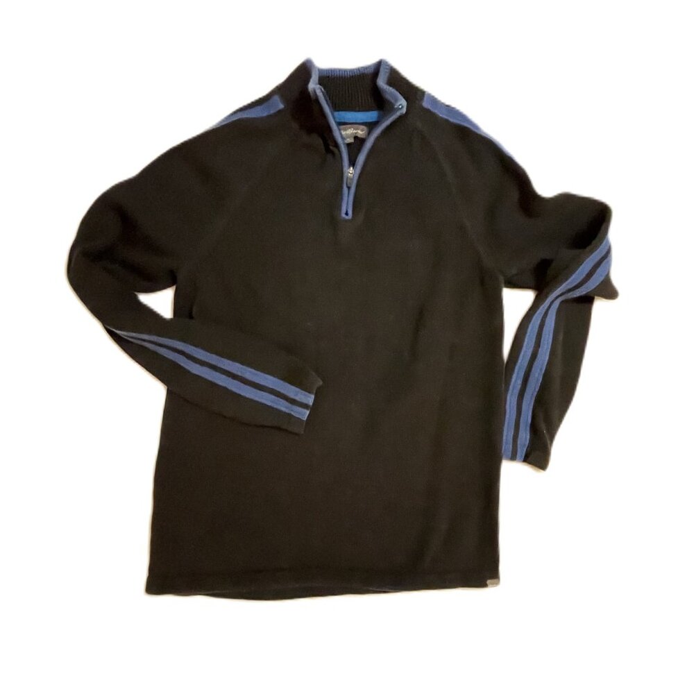 Eddie Bauer Sweater Men's1/4 Zip Pullover 100% Cotton Blue - Size Large Tall